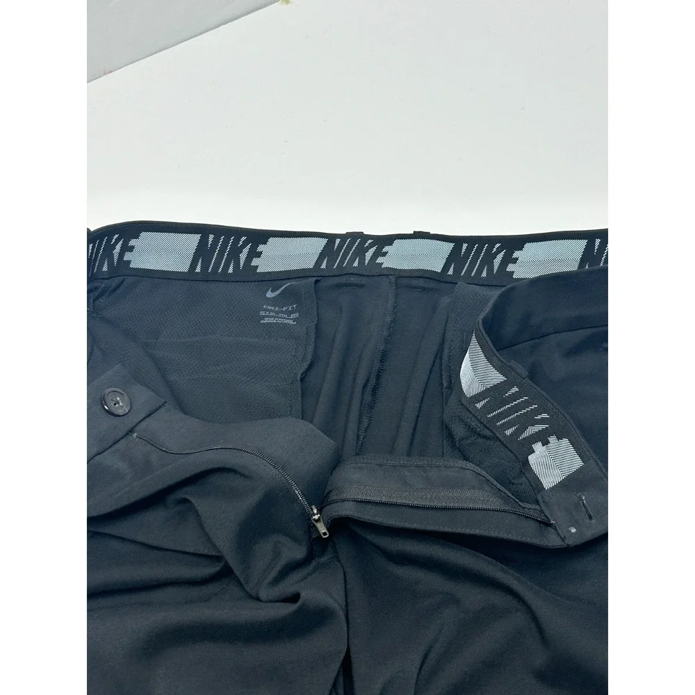 Nike Golf Pants Mens‎ 42x30 M Black Flat Drifit Performance Chino Swoosh 13692